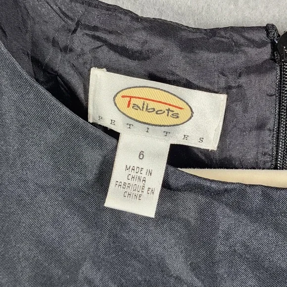 Talbots 100% Silk Dress Womens 6 Petite Black Sleeveless Sheath Cocktail Party - Picture 3 of 8